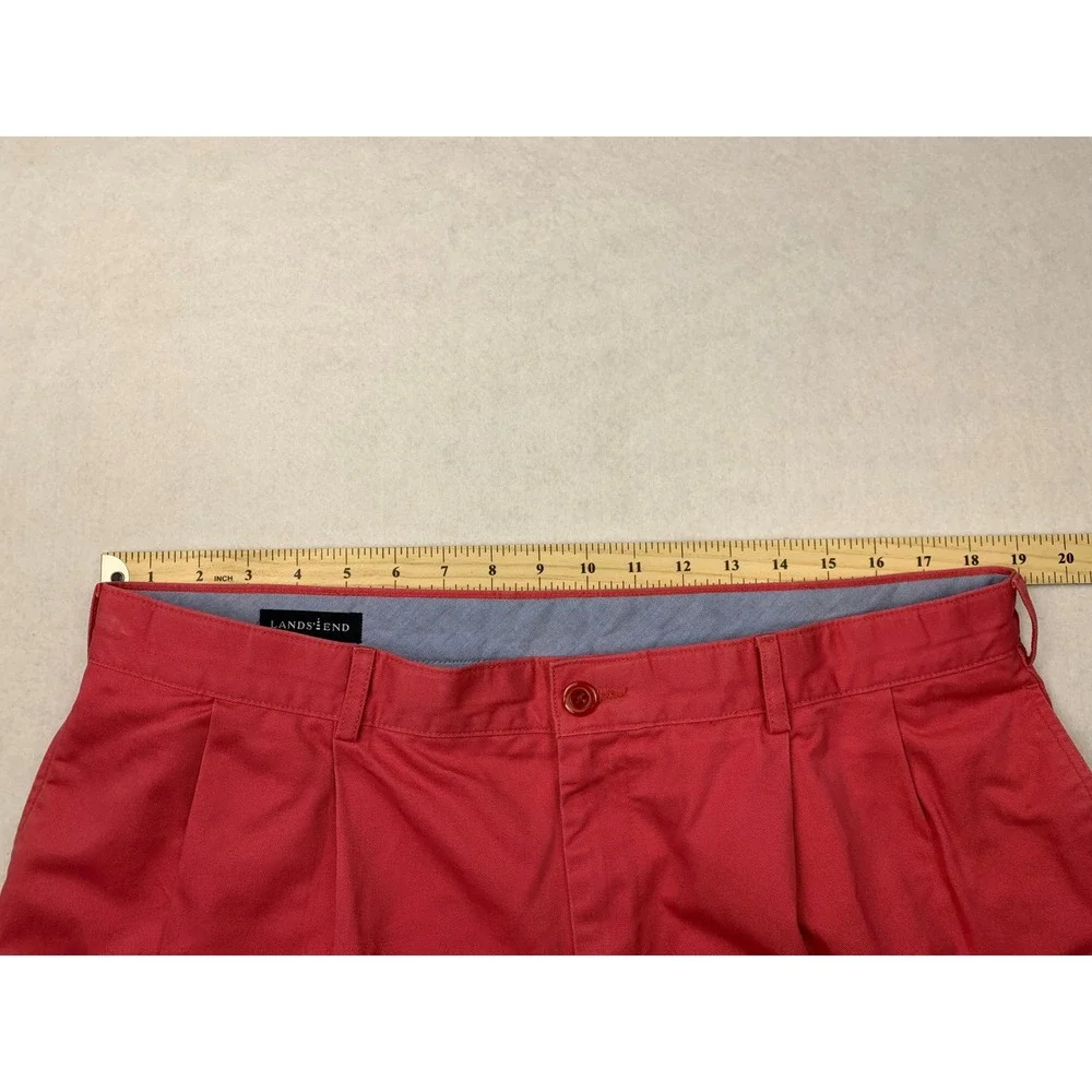 Lands End Shorts Mens 37 Coral Red Double Pleated Cotton‎ Chino Twill Golf 37